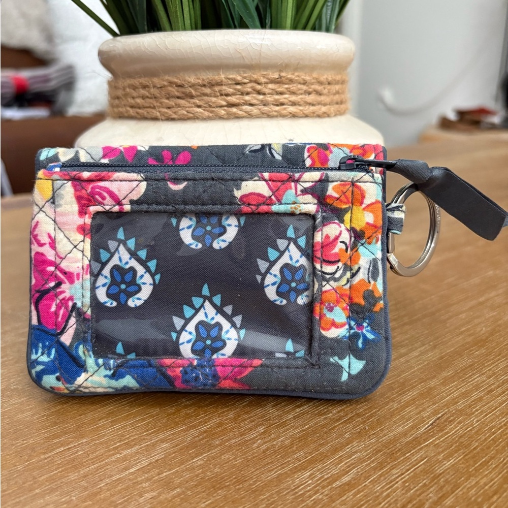 Vera Bradley Floral Quilted Wallet/ID Case in Gray and Pink - Picture 2 of 6
